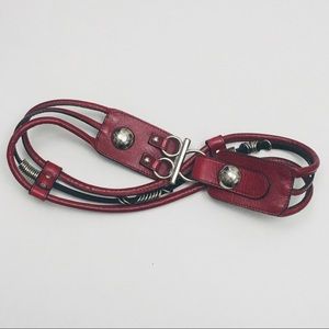 DE LONTI Red Leather Statement Belt Medium Italy